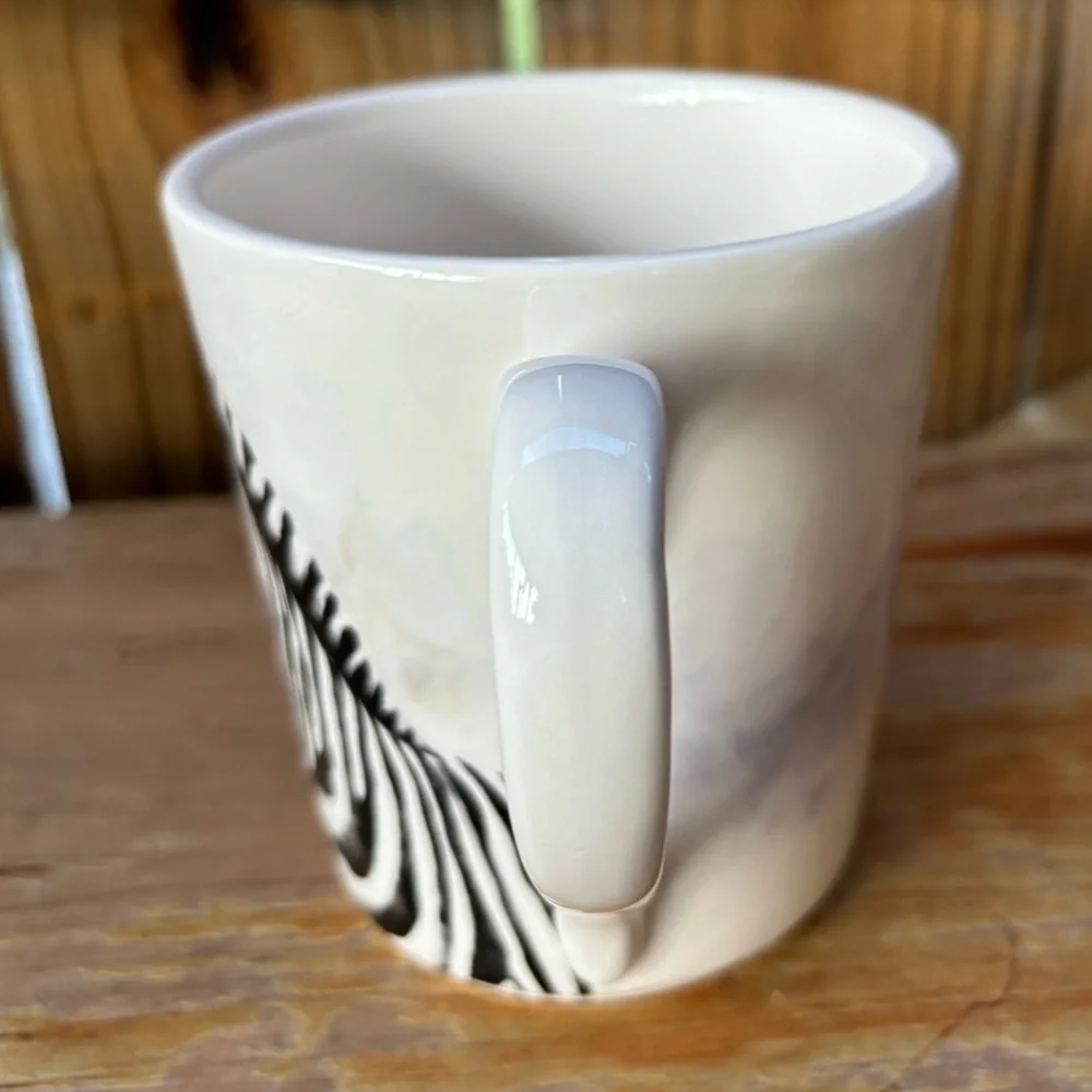 Pier 1 Imports Watercolor Zebra Oversized 16oz Coffee Mugs Tea Cup